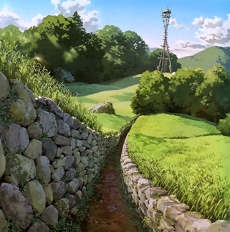 Studio Ghibli, anime, wall, HD phone wallpaper
