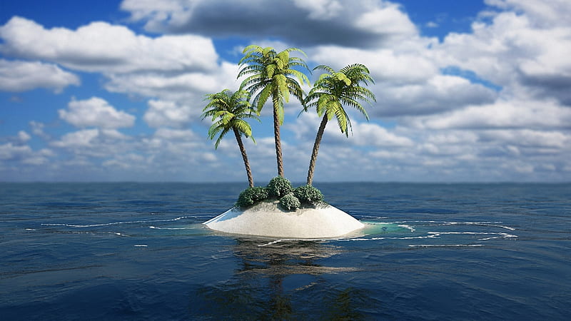 Palm Trees In The Middle Of Ocean, HD wallpaper