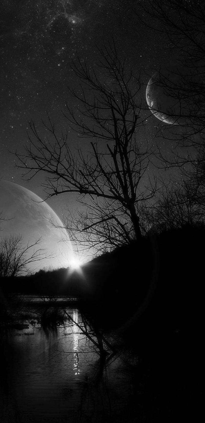 Midnight sky , star, moon, HD phone wallpaper
