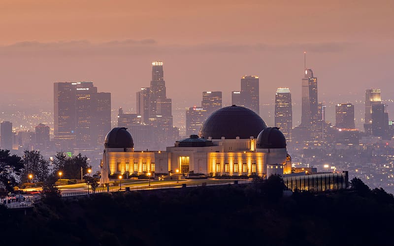 Observatory Landmark Night Los Angeles California, HD wallpaper