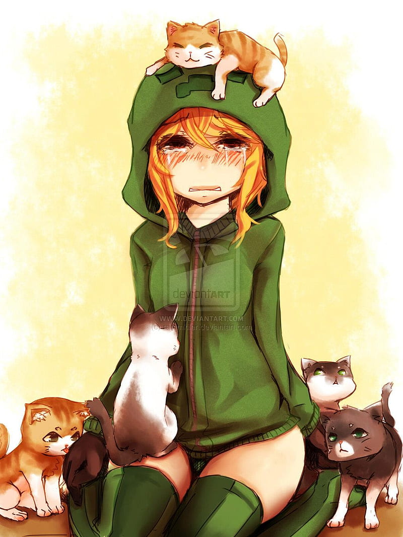 Minecraft, crepper, cats, girls, kawai, waifu, HD phone wallpaper | Peakpx