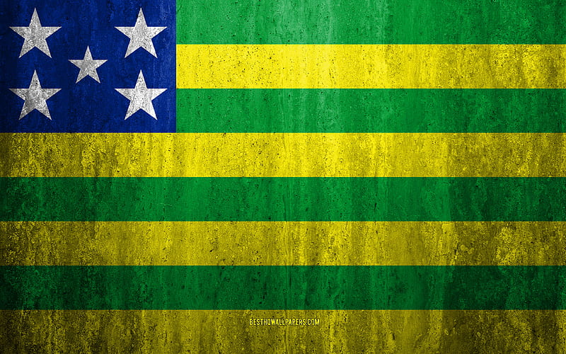 Flag of Goias stone background, Brazilian state, grunge flag, Goias State flag, Brazil, grunge art, Goias, flags of Brazilian states, HD wallpaper