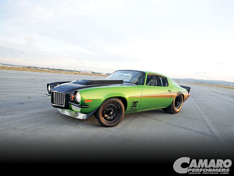 71 Home built, gm, camaro, green, bowtie, HD wallpaper