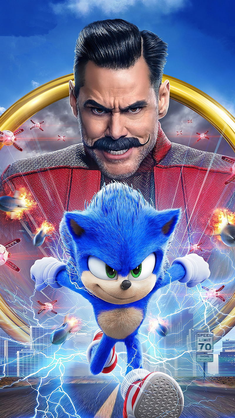 Sonic the Hedgehog, 2020, animal, animation, character, film, game jim carrey, movie, sonic, HD phone wallpaper