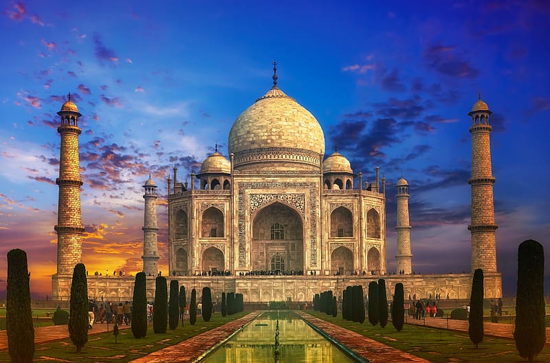 Sunset, Monuments, Taj Mahal, Dome, India, Agra, Mausoleum, , Uttar Pradesh, HD wallpaper