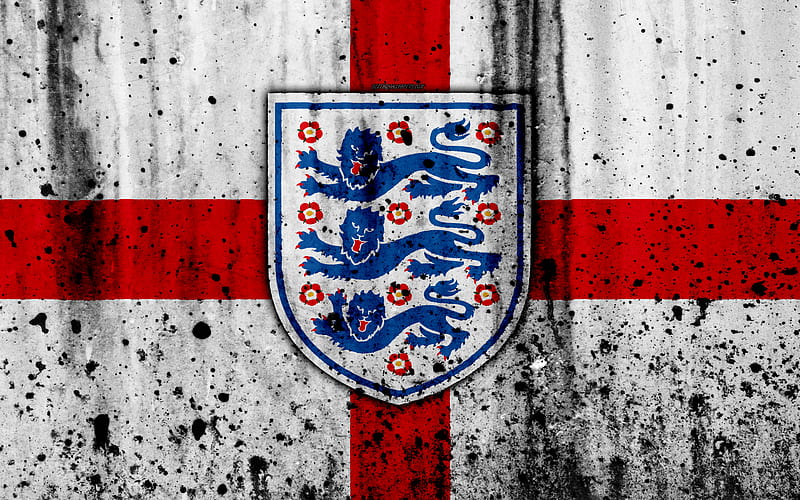 England national football team emblem, grunge, Europe, football, english flag, stone texture, soccer, England, European national teams, HD wallpaper