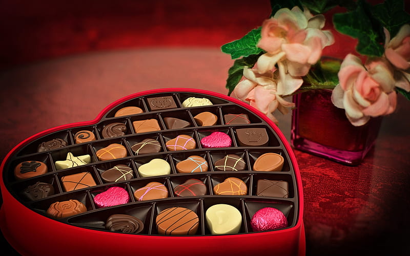 Box of Chocolates, chocolate, sugar, cream, sweet, HD wallpaper