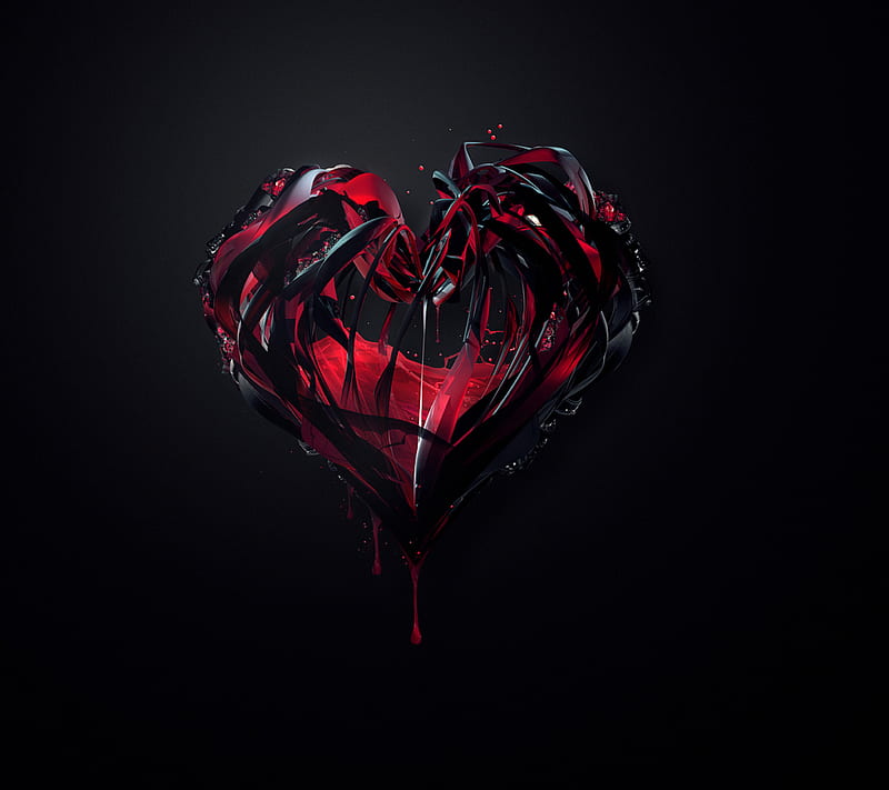 Corazón negro 3d, impresionante, amor, Fondo de pantalla HD | Peakpx