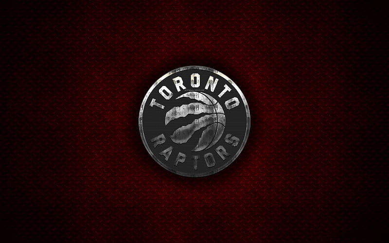 Toronto Raptors Canadian Basketball Club, metal logo, creative art, NBA, emblem, red metal background, Toronto, Canada, Ontario, USA, basketball, National Basketball Association, Eastern Conference, HD wallpaper