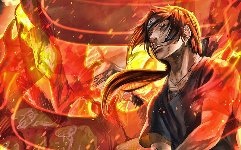 Itachi Uchiha Naruto, fire flames, Anbu Captain, Akatsuki, manga, Uchiha Itachi, HD wallpaper