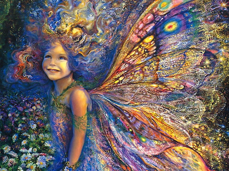 The Forest Fairy, faerie, josephine wall, butterfly wings, young, wings, girl, winged, HD wallpaper