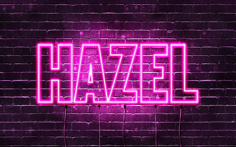 Hazel with names, female names, Hazel name, purple neon lights, horizontal text, with Hazel name, HD wallpaper