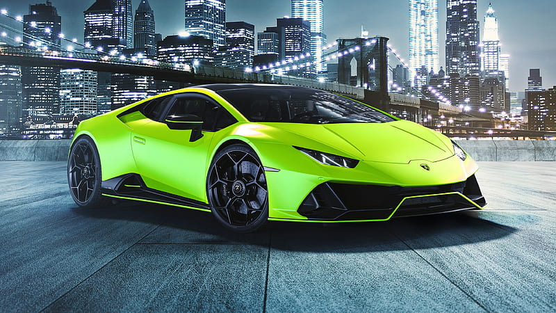 Green Lamborghini Huracán EVO Fluo Capsule 2021 2 Cars, HD wallpaper