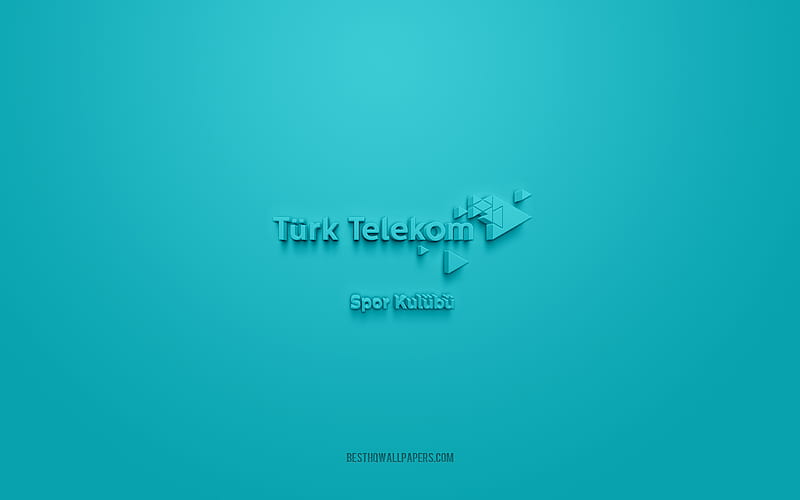 Turk Telekom BK, creative 3D logo, blue background, 3d emblem, Turkish basketball team, Turkish League, Ankara, Turkey, 3d art, basketball, Turk Telekom BK 3d logo, HD wallpaper