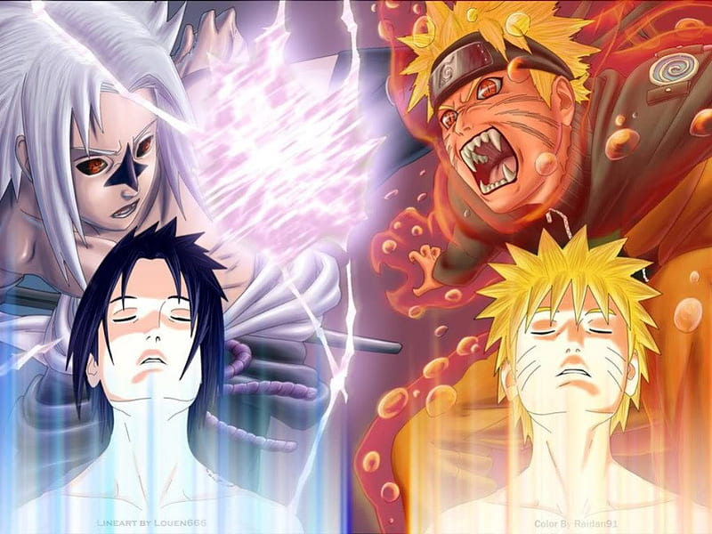 naruto and sasuke, epic, cool, great, awsome, HD wallpaper