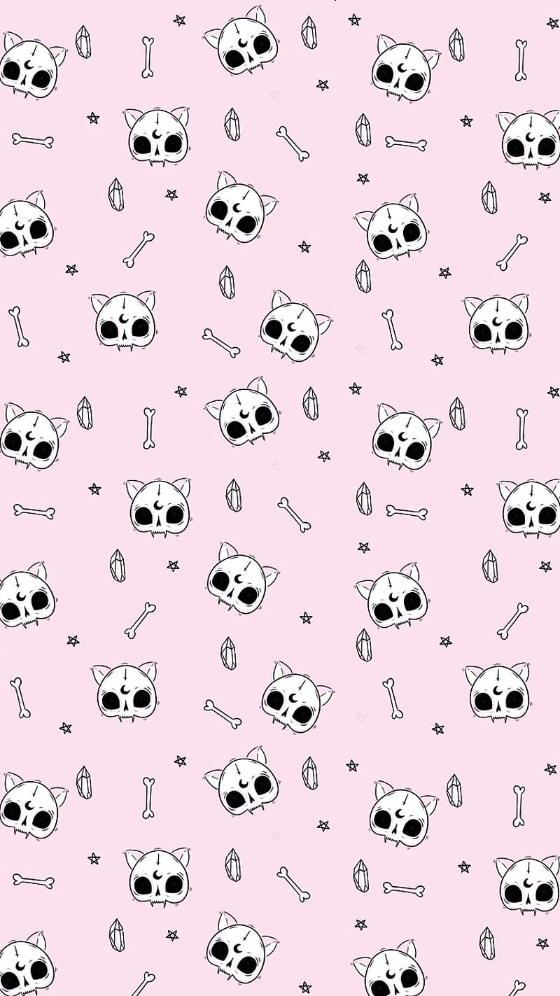 girly skull pattern wallpaper