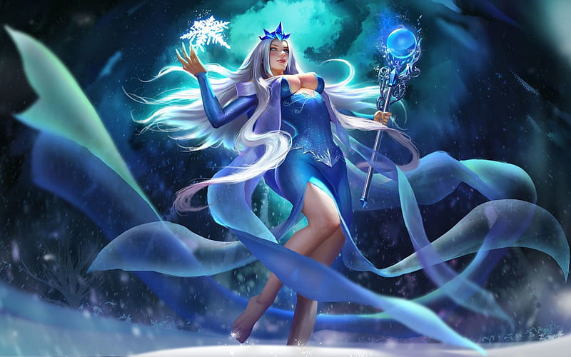 The snow queen, Girl, Art, Fantasy, Magic, HD wallpaper