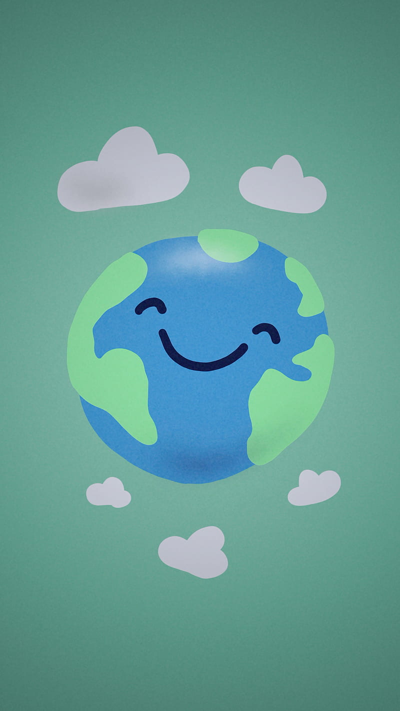 Earth Day Planet Happy, cute, drawing, earth day, green, smile,  sustainable, HD phone wallpaper | Peakpx
