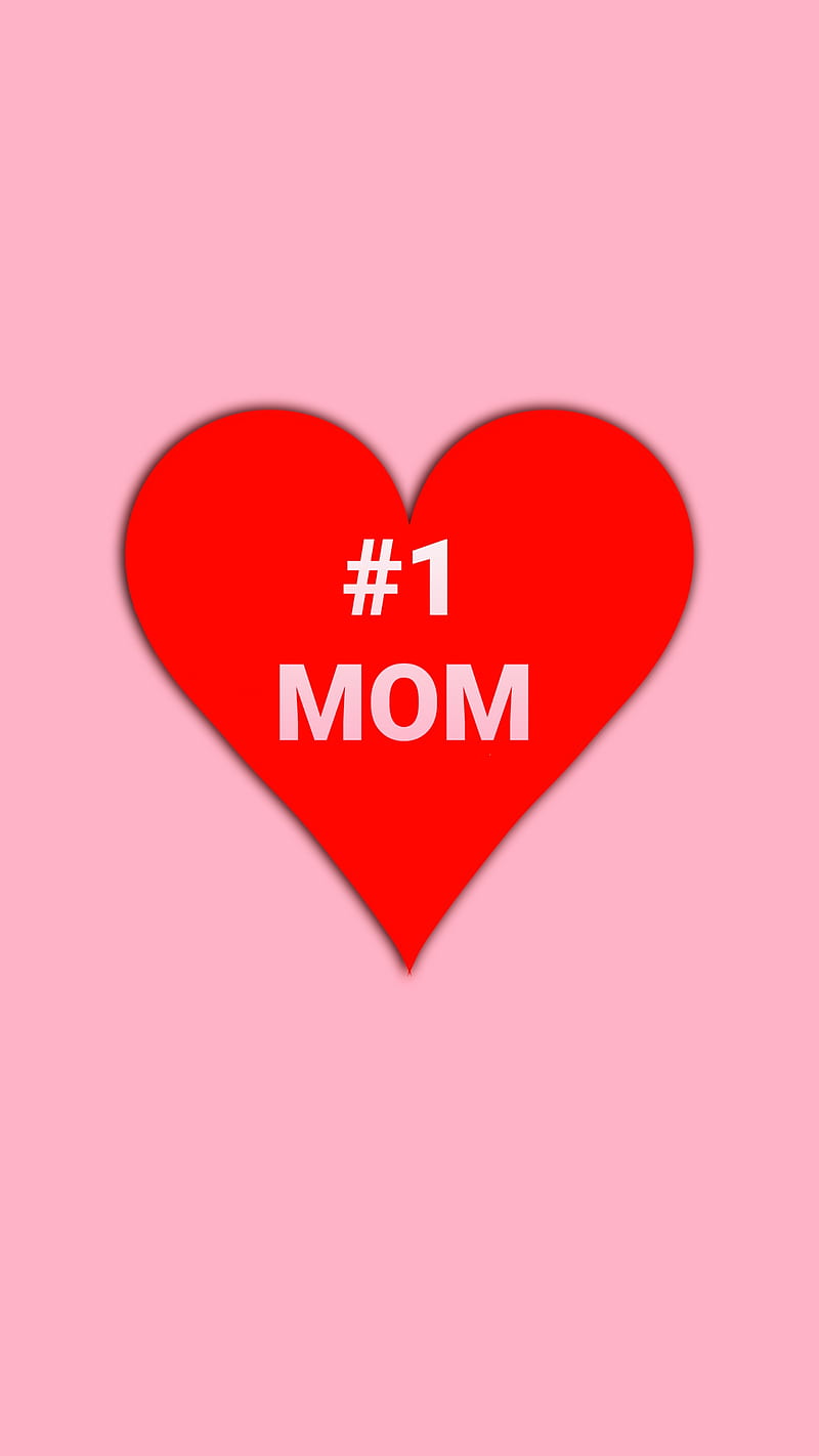 Mom number 1, celebration, festive, heart, holiday, love, mama, mothers day, pink, red, HD phone wallpaper