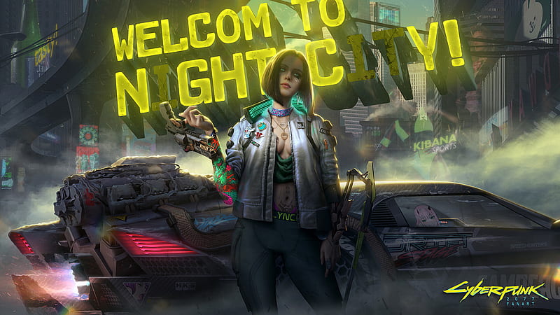 Neon Welcome To Night City Cyberpunk 2077, HD wallpaper