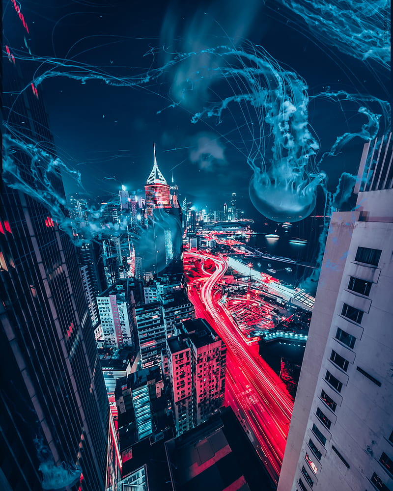 City, abstract, night, HD phone wallpaper | Peakpx