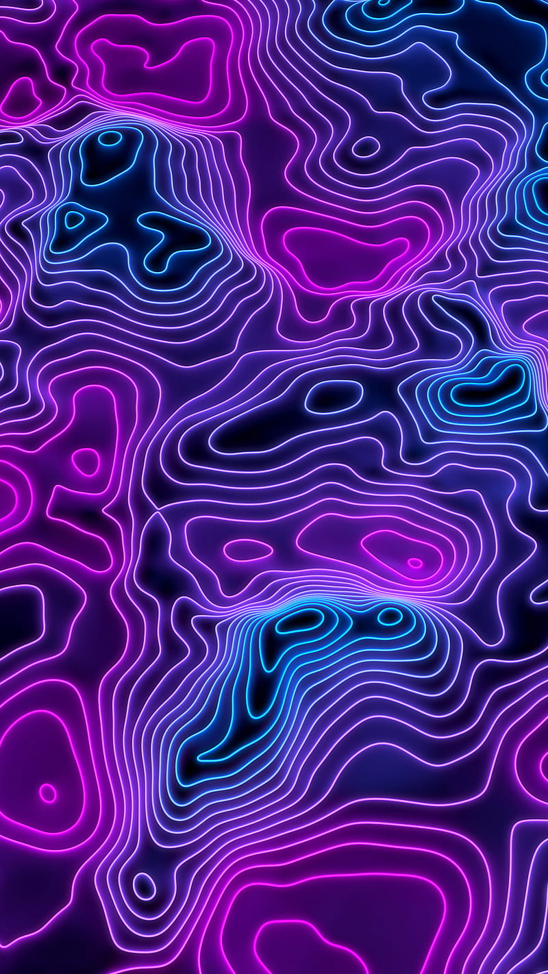 Purple terrain, abstract, amoled, green, higgsas, lights, lines, mountain, neon, simple, HD phone wallpaper