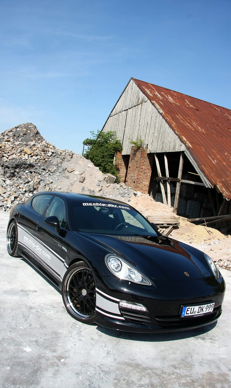 Porsche Panamera, 2012, black, car, fast, modifed, HD phone wallpaper