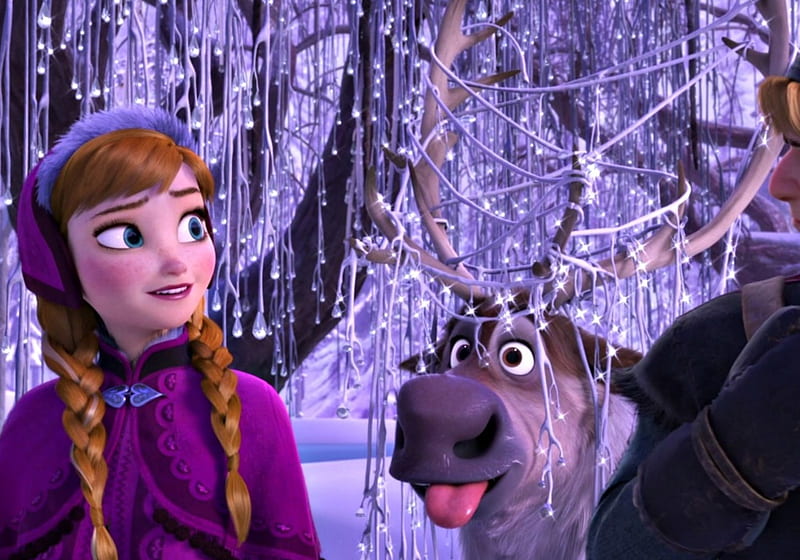 Frozen, anna, movie, hans, winter, fantasy, purple, ice, reindeer, princess, pink, disney, HD wallpaper