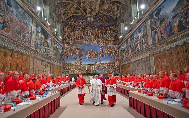 Pope Francis and Cardinals, Pope Francis, Vatican, Cardinals, Sistine Chapel, HD wallpaper