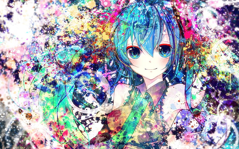 Hatsune Miku, art, portrait, anime characters, Vocaloid, HD wallpaper