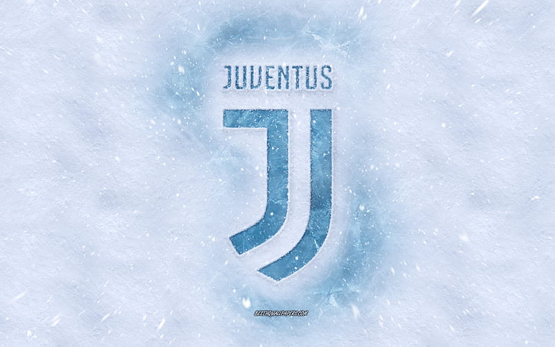 Juventus FC logo, winter concepts, snow texture, Italian football club, Serie A, football, Juventus logo in the snow, snow background, Juventus FC emblem, winter art, Juventus FC, HD wallpaper