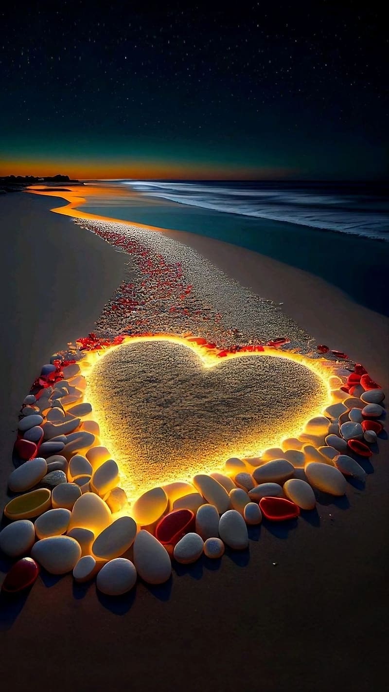 Heart Touching, White Marble Stone, creative art, sea waves, love, HD phone wallpaper