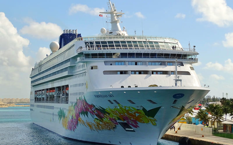 Norwegian Sky, Cruise Ship, big white ship, cruise liner, Norwegian Cruise Line, Sun-class cruise ship, Bahamas, HD wallpaper
