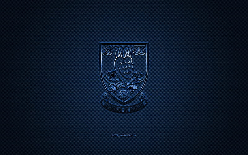 Sheffield Wednesday FC, English football club, EFL Championship, blue logo, blue carbon fiber background, football, Sheffield, England, Sheffield Wednesday FC logo, HD wallpaper