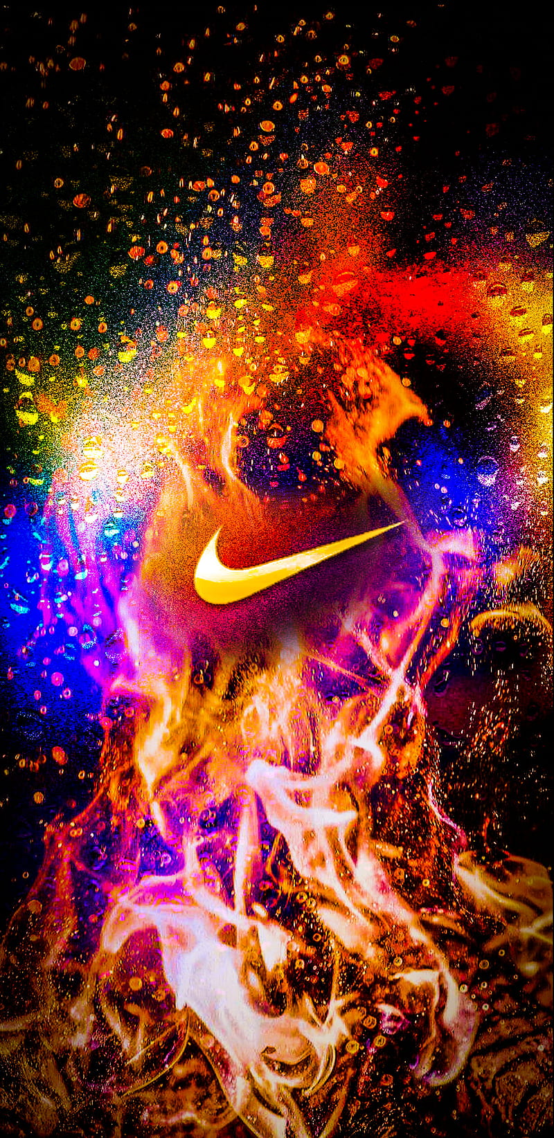 Nike Mix art, explosion, fire, graphic nike, rain, HD phone wallpaper | Peakpx