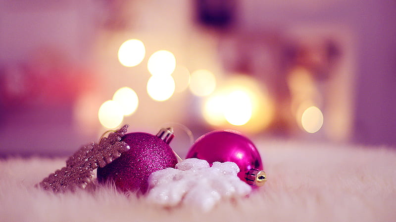 Pink Bauble Christmas Ornaments Pink Snowflake, HD wallpaper