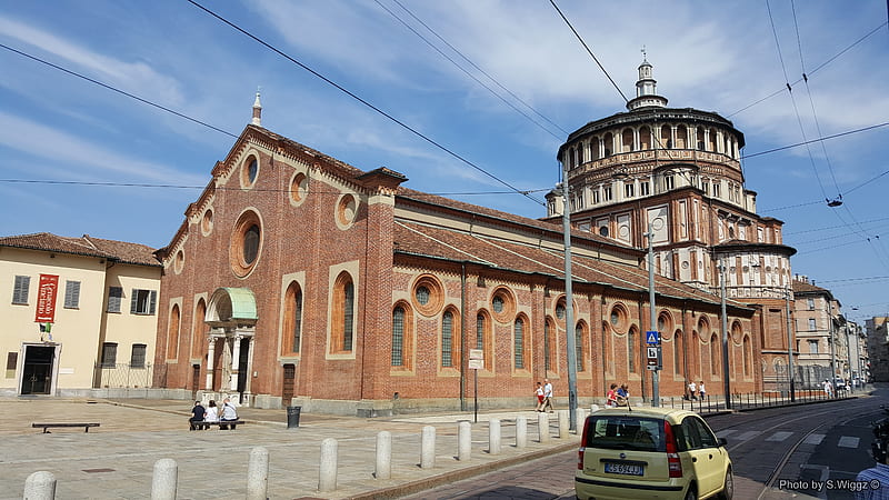 Santa Maria delle Grazie (Milan, Italy), Grazie, Europe, Sky, Milan, Church, Italy, Maria, Santa, Clouds, HD wallpaper