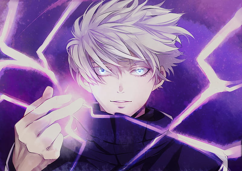 Anime Jujutsu Kaisen Blue Eyes Boy Satoru Gojo White Hair Hd Wallpaper Peakpx