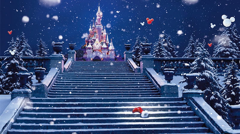 Disney navidad, navidad, nieve, castillo, disney, Fondo de pantalla HD |  Peakpx