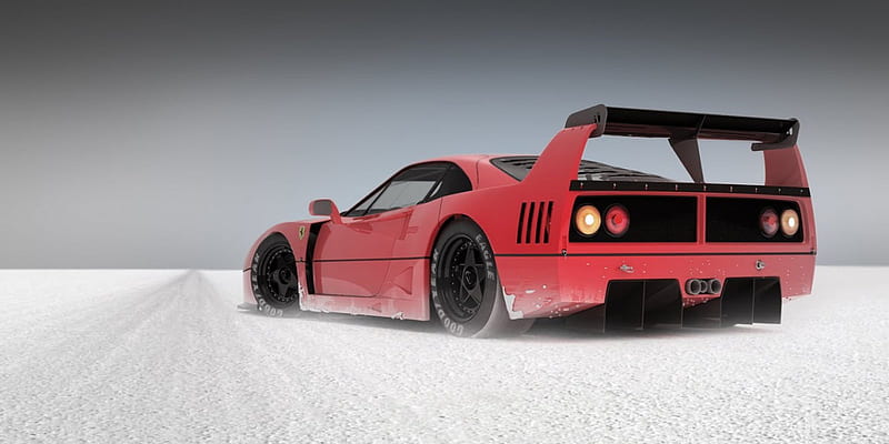 F40 GTE in desert, art, desert, gte, supercar, bonito, nice