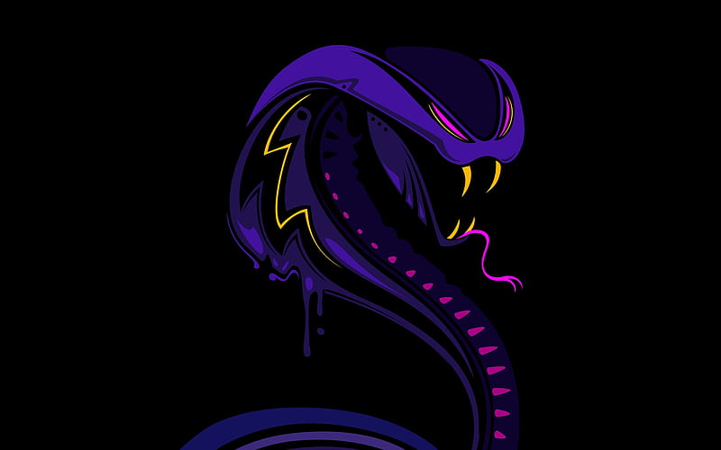 Purple Snake, Snake, 3D, purple, HD wallpaper