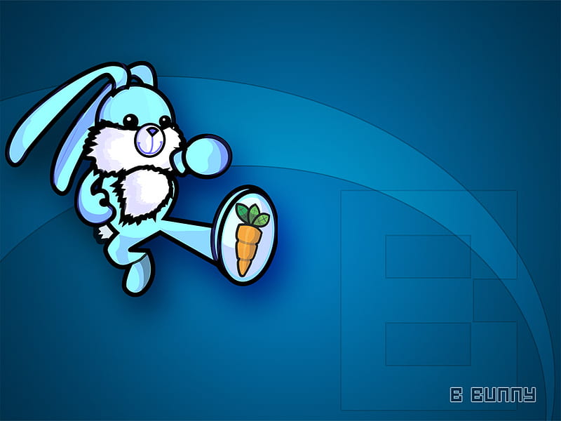 bunny, carrot, action, blue, bunnys, HD wallpaper