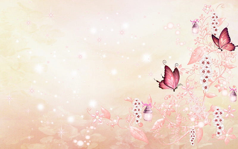 Pink Fantasy, nature, fantasy, butterflies, Pink, HD wallpaper