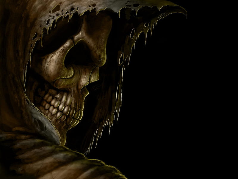 Grim Reaper, dark, ghost, halloween, skeleton, skull, HD wallpaper