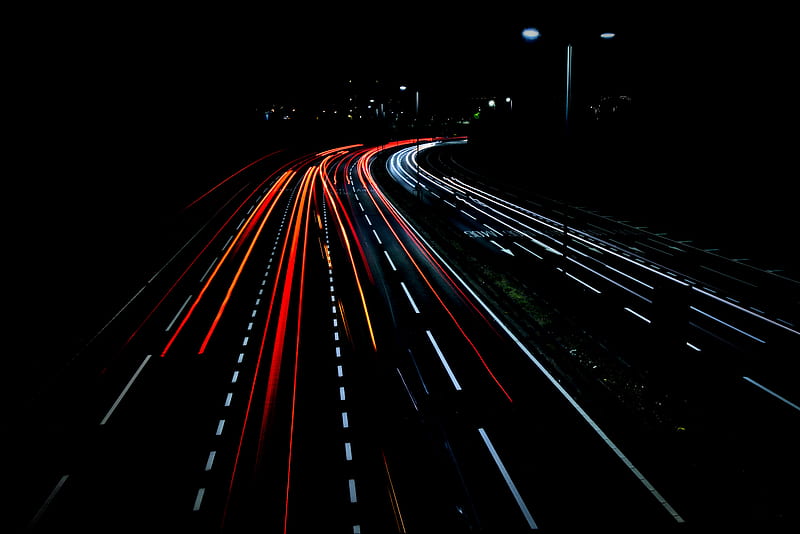 graphy, Time-lapse, Light, Lines, Night, Road, HD wallpaper