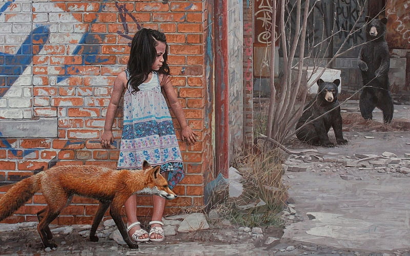 a series of paintings, american artist, kevin peterson, graffiti girls, HD wallpaper