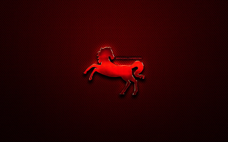 Horse zodiac, creative, chinese zodiac metal signs, Chinese calendar, Horse zodiac sign, chinese zodiac, animals signs, red metal grid background, Chinese Zodiac Signs, artwork, Horse, HD wallpaper