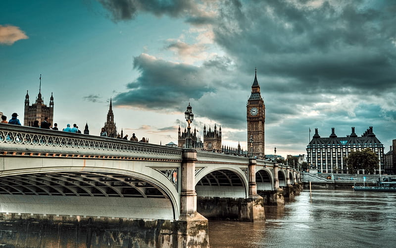 Big Ben, Tower, London, Architecture, England, water, Bridge, UK, Clock, HD wallpaper