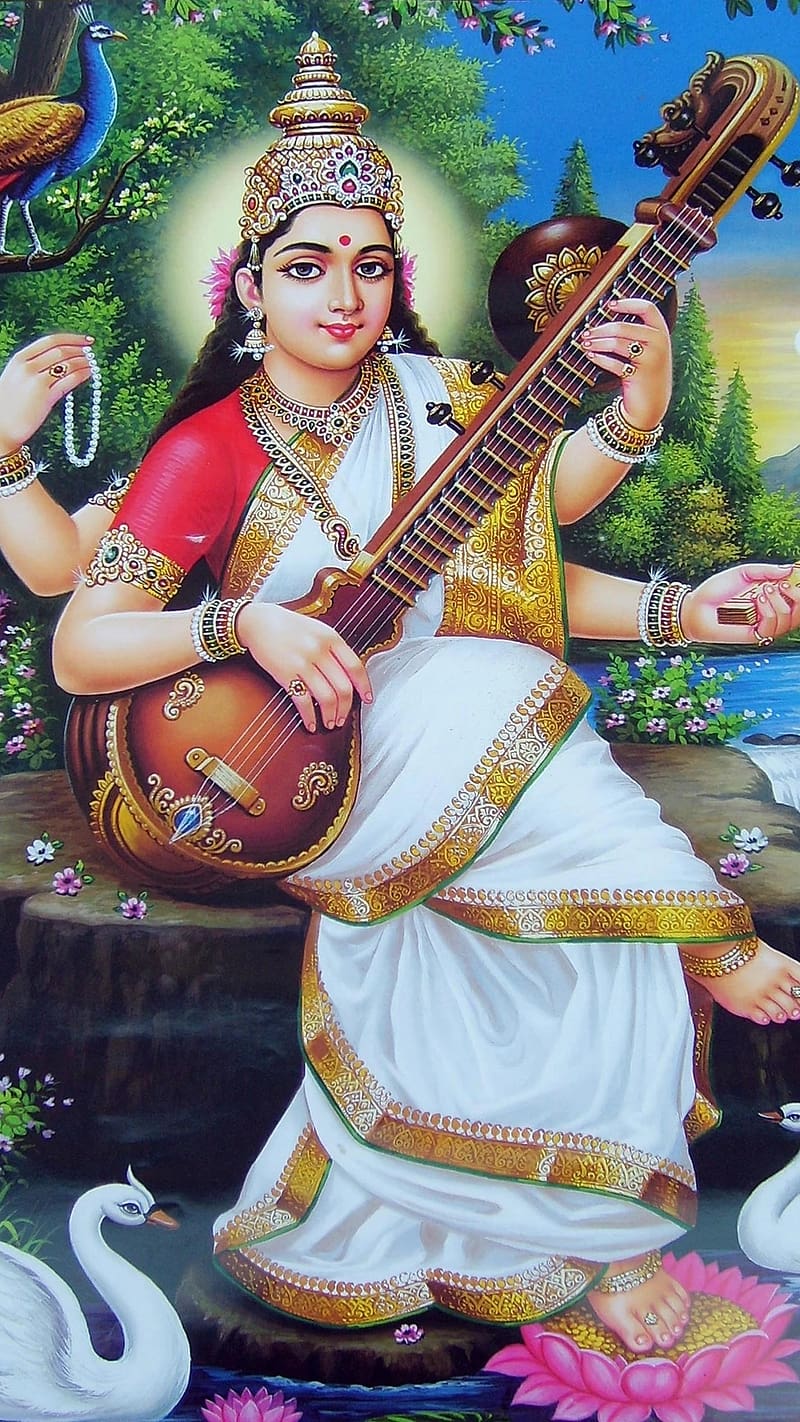 Saraswati, Animated, saraswati thakur, goddess of knowledge, HD ...