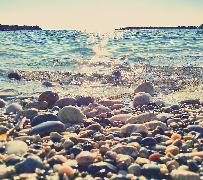 Cyprus beauty, pebbles, sea, stones, sun, HD wallpaper